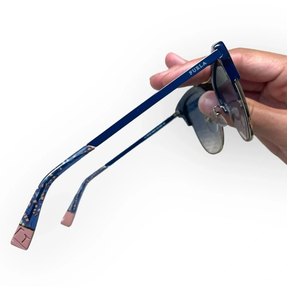 Furla Women's Sunglasses SFU138 Blue Gray Fashion Cat Eye Brand new with Case